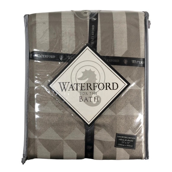 WATERFORD For The Bath Diamond Shower Curtain Color Platinum New in Package - Picture 2 of 8